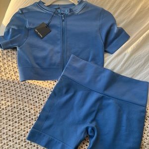 SET ACTIVE Cobalt Blue Matching Set - Top & Biker Shorts